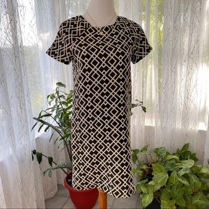 ZARA - Black & White Diamond Patterned Dress